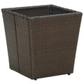 vidaXL, vidaXL Beistelltisch Braun 41,5x41,5x44 cm Poly Rattan und Hartglas