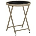 vidaXL, vidaXL Beistelltisch Beige 60 cm Poly Rattan und Hartglas