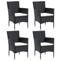 vidaXL, vidaXL Garten-Essstühle 4 Stk. Poly Rattan Schwarz