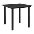 vidaXL, vidaXL Garten-Esstisch Schwarz 80x80x74 cm Stahl und Glas