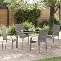 vidaXL, vidaXL Gartenstühle Stapelbar 4 Stk. Grau Poly Rattan