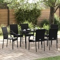 vidaXL, vidaXL Stapelbare Gartenstühle 6 Stk. Poly Rattan Schwarz