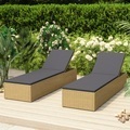 vidaXL, vidaXL Sonnenliege Poly Rattan Braun und Dunkelgrau