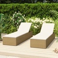 vidaXL, vidaXL Sonnenliege Poly Rattan Braun und Cremeweiß