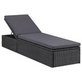 vidaXL, vidaXL Sonnenliege Poly Rattan Schwarz und Dunkelgrau