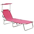 vidaXL, vidaXL Klappbare Sonnenliege mit Dach Stahl Magento Rosa