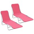 vidaXL, vidaXL Klappbare Sonnenliegen 2 Stk. Stahl und Stoff Rosa