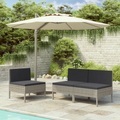 vidaXL, vidaXL Gartenstühle 3 Stk. mit Auflagen Poly Rattan Grau