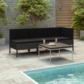 vidaXL, vidaXL 3-tlg. Garten-Lounge-Set mit Auflagen Poly Rattan Schwarz