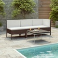 vidaXL, vidaXL 3-tlg. Garten-Lounge-Set mit Auflagen Poly Rattan Braun