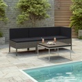vidaXL, vidaXL 3-tlg. Garten-Lounge-Set mit Auflagen Poly Rattan Grau