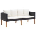 vidaXL, vidaXL 2-Sitzer-Gartensofa mit Auflagen Poly Rattan Schwarz