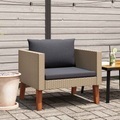 vidaXL, vidaXL 1-Sitzer-Gartensofa mit Auflagen Poly Rattan Beige