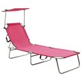 vidaXL, vidaXL Klappliege mit Sonnenschutz Rosa Aluminium