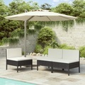 vidaXL, vidaXL Gartenstühle 3 Stk. mit Auflagen Poly Rattan Schwarz