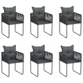 vidaXL, vidaXL Gartenstühle 6 Stk. mit Kissen Poly Rattan Schwarz