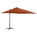 vidaXL, vidaXL Ampelschirm mit Mast und LED-Leuchten Terracotta-Rot 250 cm