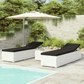 vidaXL, vidaXL 3-tlg. Garten-Sonnenliegen mit Teetisch Poly Rattan Weiß