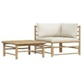 vidaXL, vidaXL 2-tlg. Garten-Lounge-Set mit Kissen Cremeweiß Bambus