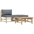 vidaXL, vidaXL 3-tlg. Garten-Lounge-Set mit Dunkelgrauen Kissen Bambus