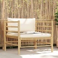 vidaXL, vidaXL Gartensofa mit Kissen Cremeweiß Bambus
