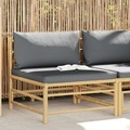 vidaXL, vidaXL Garten-Mittelsofa mit Dunkelgrauen Kissen Bambus