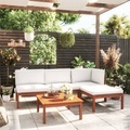 vidaXL, vidaXL 5-tlg. Garten-Lounge-Set mit Kissen Cremeweiß Massivholz Akazie