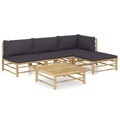 vidaXL, vidaXL 5-tlg. Garten-Lounge-Set mit Dunkelgrauen Kissen Bambus