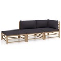 vidaXL, vidaXL 3-tlg. Garten-Lounge-Set mit Dunkelgrauen Kissen Bambus