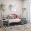 vidaXL, vidaXL Ausziehsofa Bettgestell Weiß Metall 90x200 cm