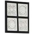 vidaXL, vidaXL Handgeschnitztes Wandpaneel MDF 40x40x1,5 cm Schwarz und Weiß