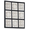 vidaXL, vidaXL Handgeschnitztes Wandpaneel MDF 60x60x1,5 cm Schwarz und Weiß