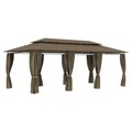 vidaXL, vidaXL Pavillon mit Vorhängen 600x298x270 cm Taupe 180 g/m²