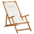 vidaXL, vidaXL Klappbarer Strandstuhl Eukalyptus Massivholz und Stoff Creme