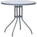 vidaXL, vidaXL Gartentisch Hellgrau 80 cm Stahl und Glas