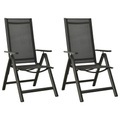 vidaXL, vidaXL Klappbare Gartenstühle 2 Stk. Textilene und Aluminium Schwarz