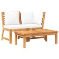 vidaXL, vidaXL 3-tlg. Garten-Lounge-Set mit Creme Kissen Akazie Massivholz