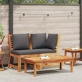 vidaXL, vidaXL 3-tlg. Garten-Lounge-Set mit Dunkelgrauem Kissen Akazienholz