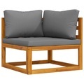 vidaXL, vidaXL Modular-Ecksofa mit Dunkelgrauen Kissen Akazie Massivholz
