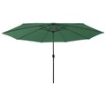 vidaXL, vidaXL Sonnenschirm mit LED-Leuchten und Metallmast 400 cm Grün