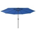 vidaXL, vidaXL Sonnenschirm mit LED-Leuchten und Metallmast 400 cm Azurblau