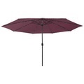 vidaXL, vidaXL Sonnenschirm mit LED-Leuchten und Metallmast 400 cm Bordeauxrot