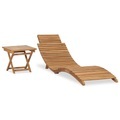 vidaXL, vidaXL Klappbare Sonnenliege mit Tisch Massivholz Teak