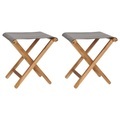 vidaXL, vidaXL Klappstühle 2 Stk. Teak Massivholz und Stoff Dunkelgrau