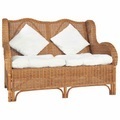 vidaXL, vidaXL 2-Sitzer-Sofa Hellbraun Natur Rattan und Leinen