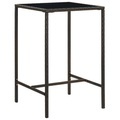 vidaXL, vidaXL Garten-Bartisch Braun 70x70x110 cm Poly Rattan und Glas