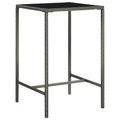 vidaXL, vidaXL Garten-Bartisch Grau 70x70x110 cm Poly Rattan und Glas