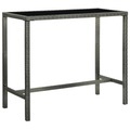 vidaXL, vidaXL Garten-Bartisch Grau 130x60x110 cm Poly Rattan und Glas