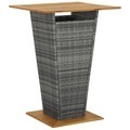 vidaXL, vidaXL Bartisch Grau 80x80x110 cm Poly Rattan und Massivholz Akazie
