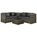 vidaXL, vidaXL 4-tlg. Garten-Lounge-Set mit Auflagen Poly Rattan Grau